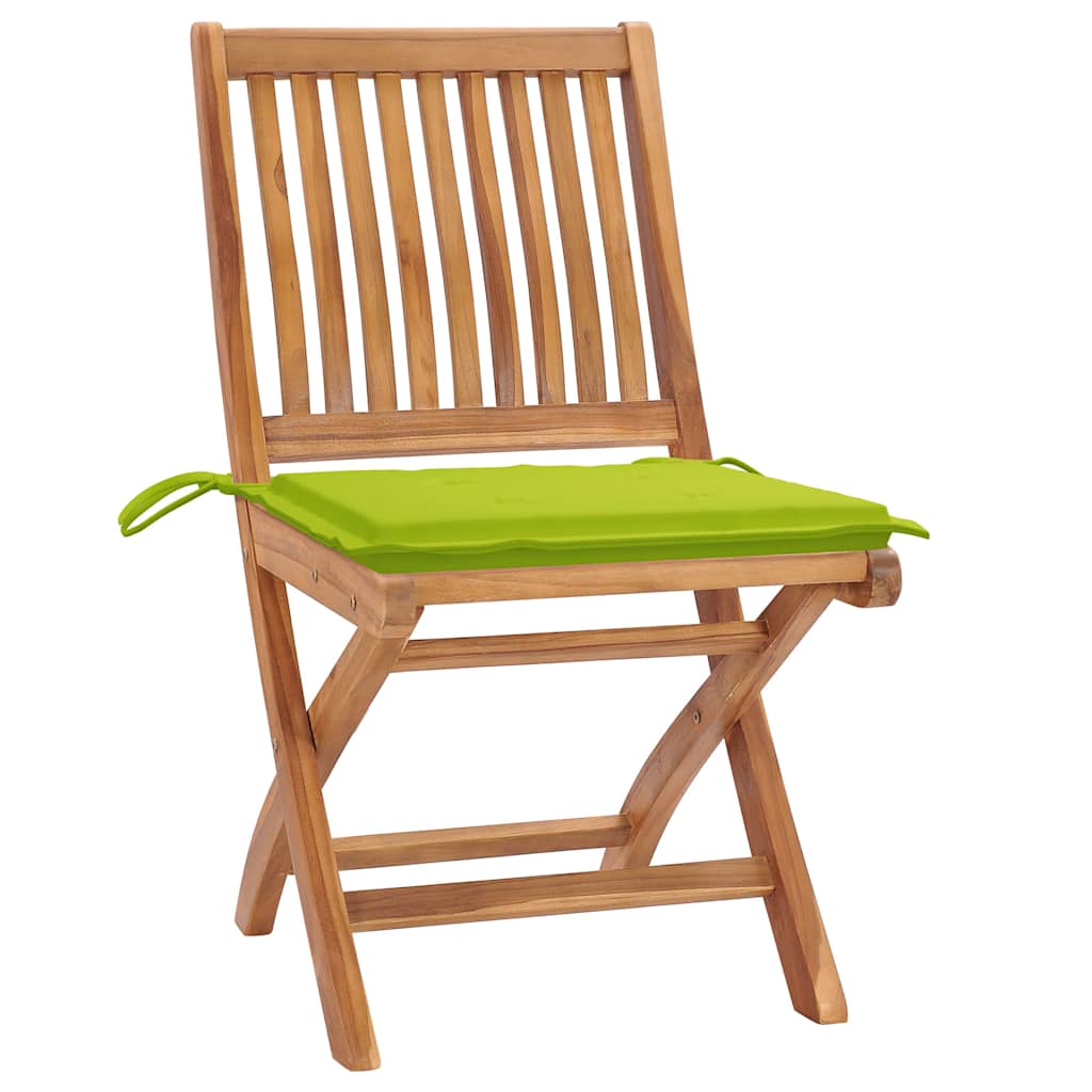 Vidaxl tuinstoelen 2 st met heldergroene kussens massief teakhout