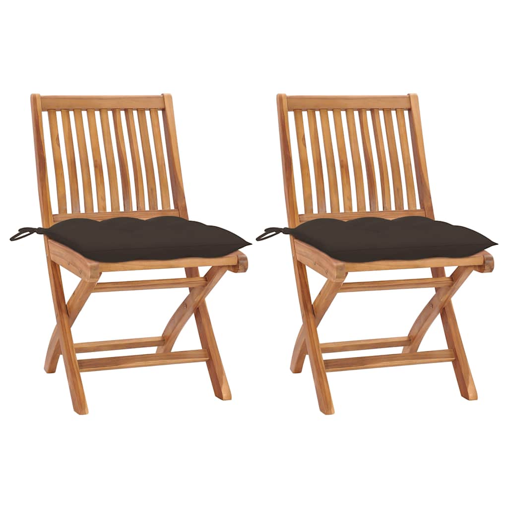 Vidaxl tuinstoelen 2 st met taupe kussens massief teakhout