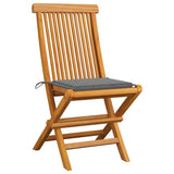 Vidaxl tuinstoelen 2 st met grijze kussens massief teakhout