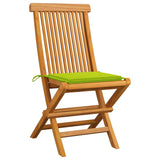 Vidaxl tuinstoelen 2 st met heldergroene kussens massief teakhout