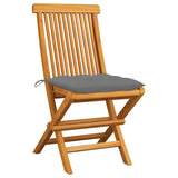 Vidaxl tuinstoelen 2 st met grijze kussens massief teakhout
