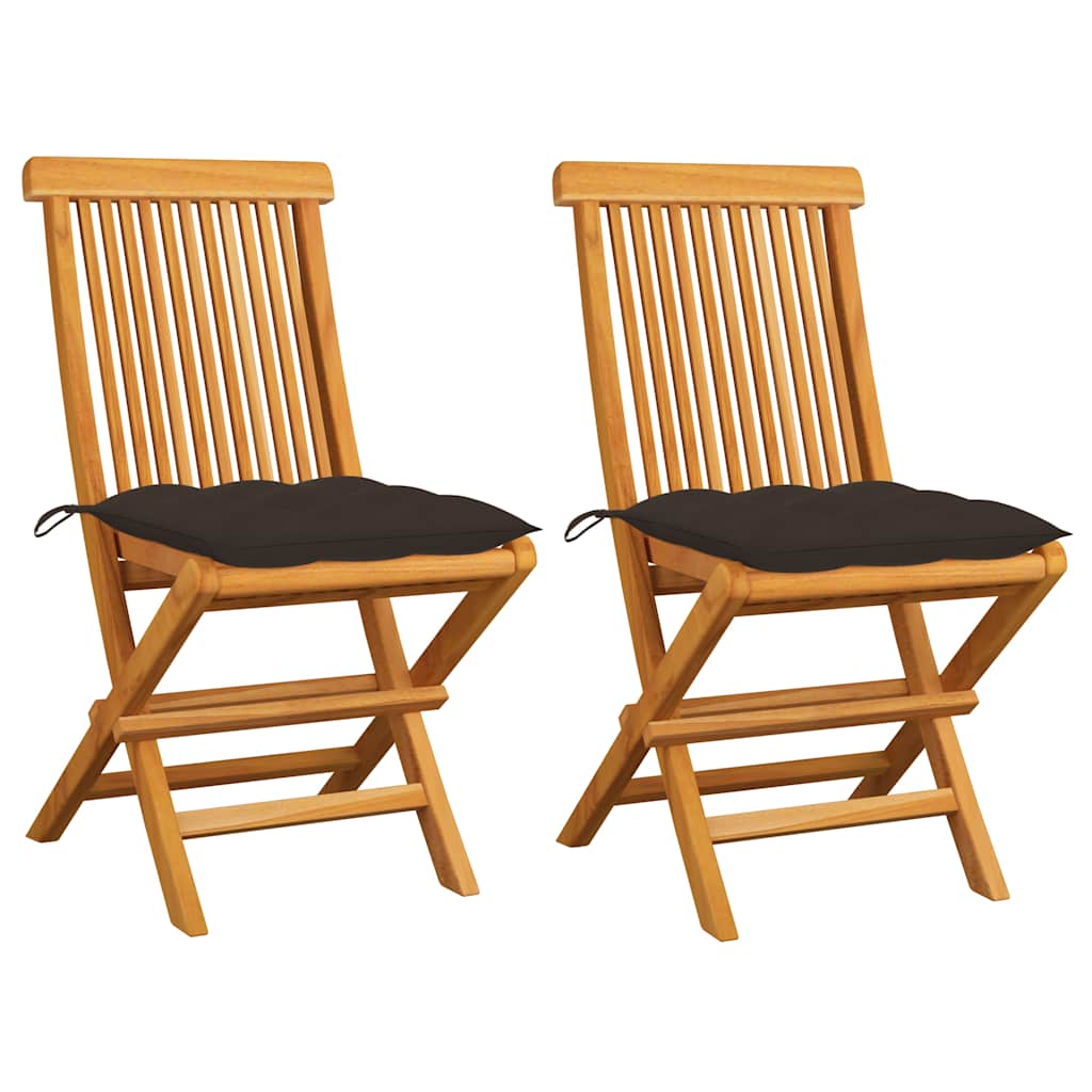 Vidaxl tuinstoelen 2 st met taupe kussens massief teakhout