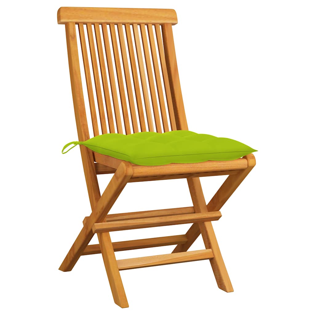 Vidaxl tuinstoelen 2 st met heldergroene kussens massief teakhout