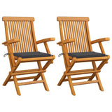 Vidaxl tuinstoelen 2 st met antracietkleurige kussens massief teakhout