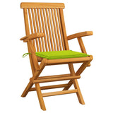 Vidaxl tuinstoelen 2 st met heldergroene kussens massief teakhout