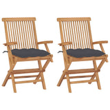 Vidaxl tuinstoelen 2 st met antracietkleurige kussens massief teakhout