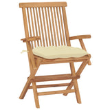 Vidaxl tuinstoelen 2 st met crèmewitte kussens massief teakhout