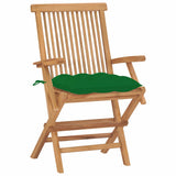 Vidaxl tuinstoelen 2 st met groene kussens massief teakhout