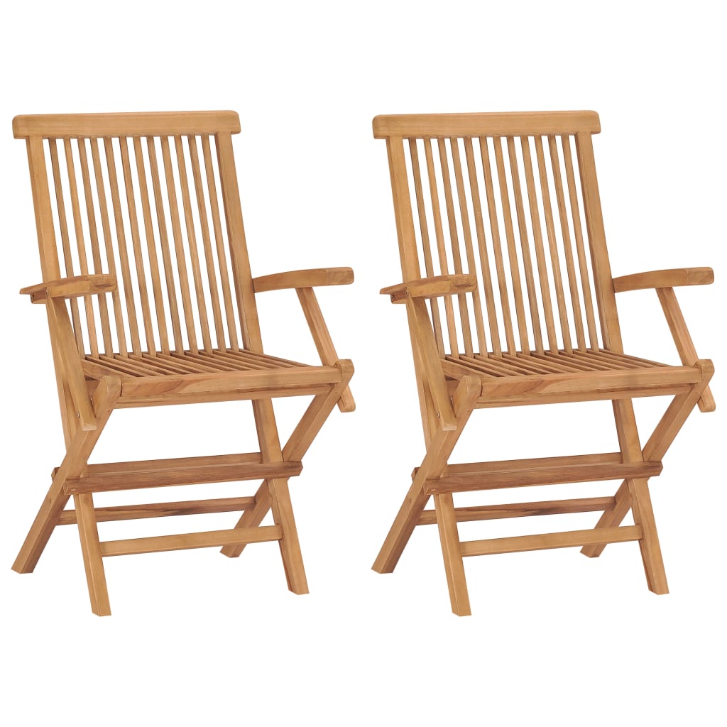 Vidaxl tuinstoelen 2 st met wijnrode kussens massief teakhout