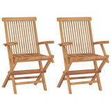 Vidaxl tuinstoelen 2 st met wijnrode kussens massief teakhout
