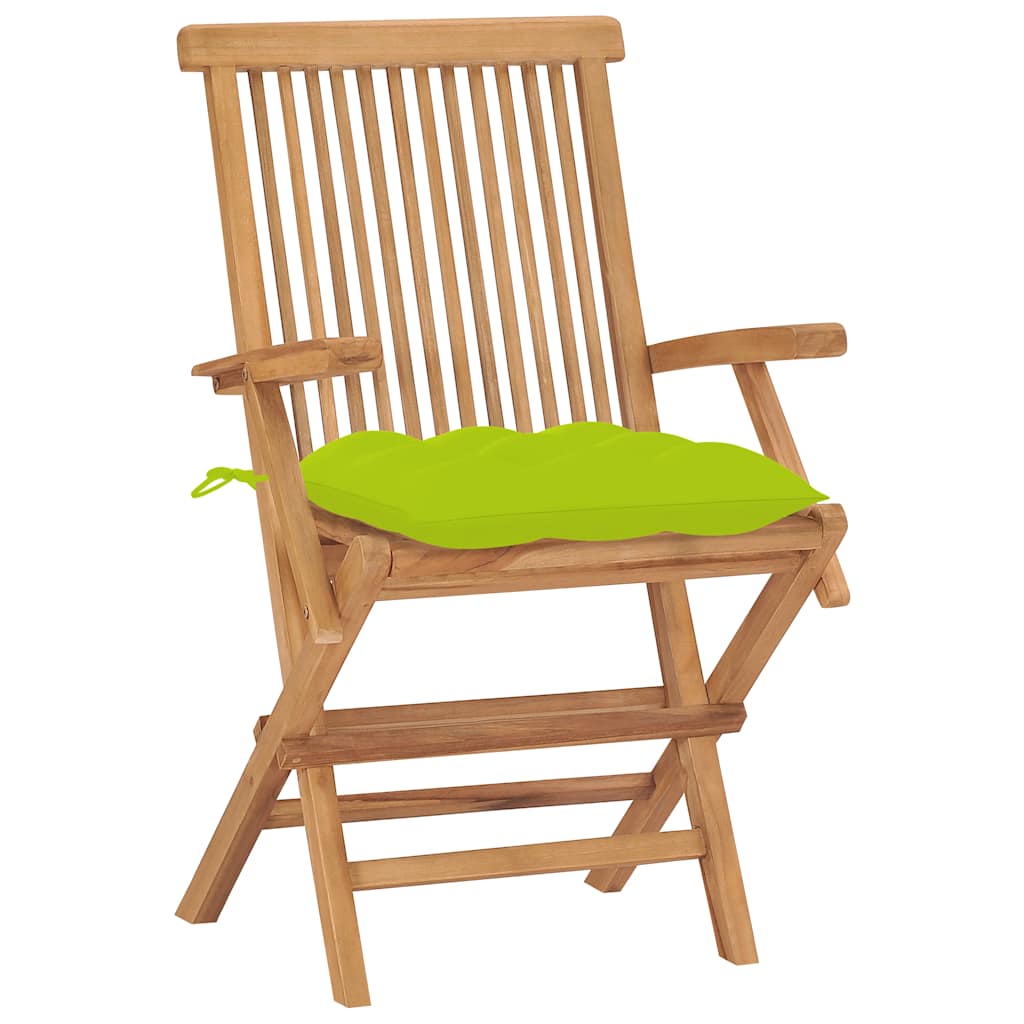 Vidaxl tuinstoelen 2 st met heldergroene kussens massief teakhout