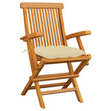 Vidaxl tuinstoelen 3 st met crèmewitte kussens massief teakhout