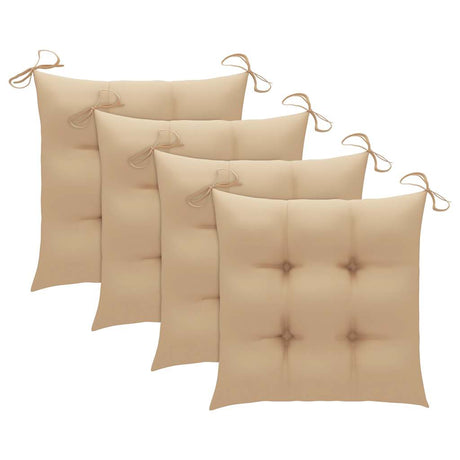 Vidaxl opklapbare stoelen met beige kussens, 3 stuks, massief teakhout