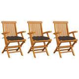 Vidaxl tuinstoelen 3 st met taupe kussens massief teakhout