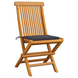Vidaxl tuinstoelen 4 st met antracietkleurige kussens massief teakhout