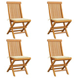 Vidaxl tuinstoelen 4 st met crèmekleurige kussens massief teakhout