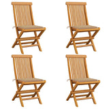 Vidaxl tuinstoelen 4 st met beige kussens massief teakhout