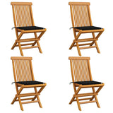 Vidaxl tuinstoelen 4 st met zwarte kussens massief teakhout