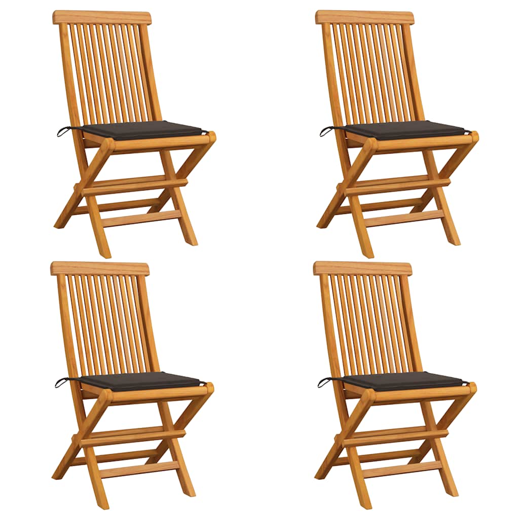 Vidaxl tuinstoelen 4 st met taupe kussens massief teakhout