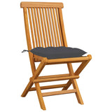 Vidaxl tuinstoelen 4 st met antracietkleurige kussens massief teakhout