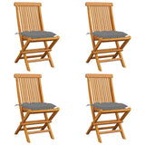 Vidaxl tuinstoelen 4 st met grijze kussens massief teakhout