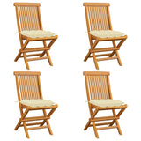 Vidaxl tuinstoelen 4 st met crèmewitte kussens massief teakhout