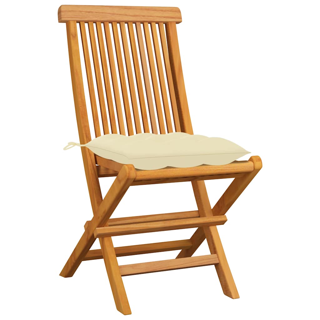 Vidaxl tuinstoelen 4 st met crèmewitte kussens massief teakhout