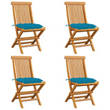 Vidaxl tuinstoelen 4 st met lichtblauwe kussens massief teakhout