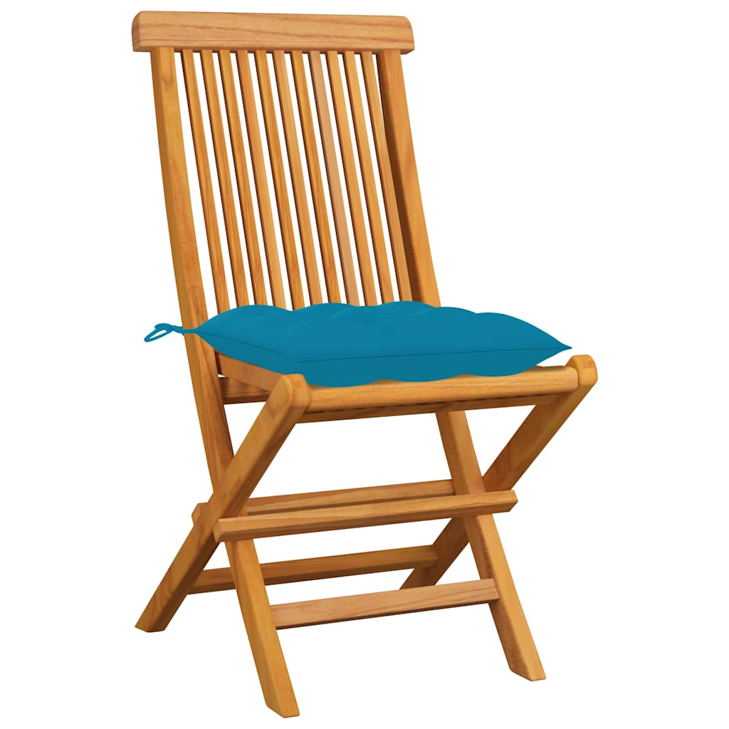 Vidaxl tuinstoelen 4 st met lichtblauwe kussens massief teakhout