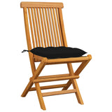 Vidaxl tuinstoelen 4 st met zwarte kussens massief teakhout