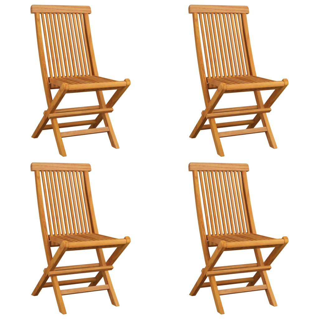 Vidaxl tuinstoelen 4 st met blauwe kussens massief teakhout