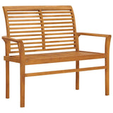 Vidaxl tuinbank met blauw kussen 112 cm massief teakhout