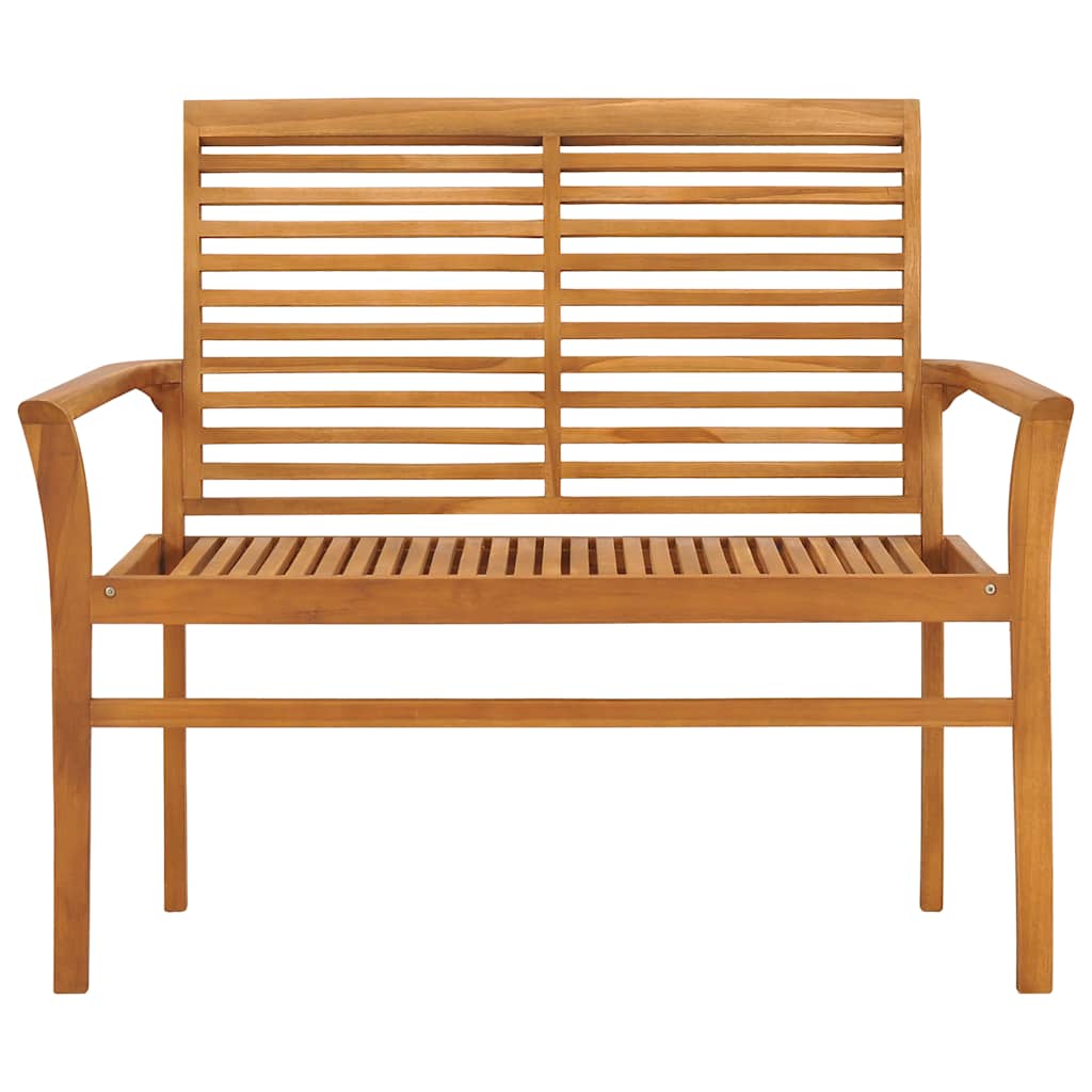 Vidaxl tuinbank met blauw kussen 112 cm massief teakhout