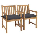 Vidaxl tuinstoelen 2 st met antracietkleurige kussens massief teakhout