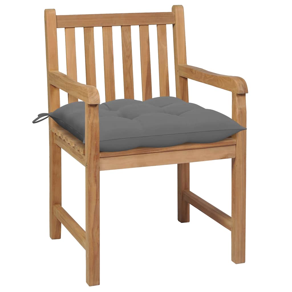 Vidaxl tuinstoelen 2 st met grijze kussens massief teakhout