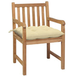 Vidaxl tuinstoelen 2 st met crèmewitte kussens massief teakhout