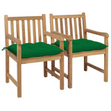 Vidaxl tuinstoelen 2 st met groene kussens massief teakhout