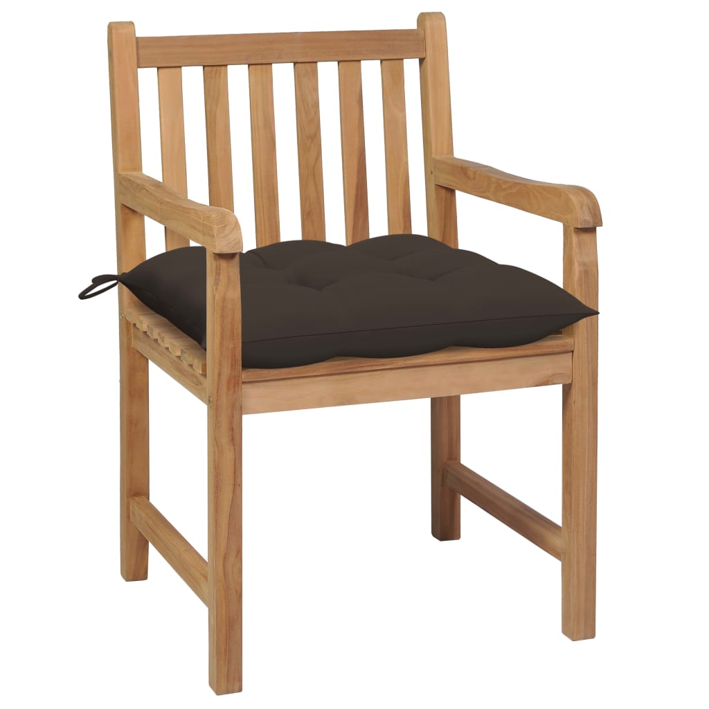 Vidaxl tuinstoelen 2 st met taupe kussens massief teakhout