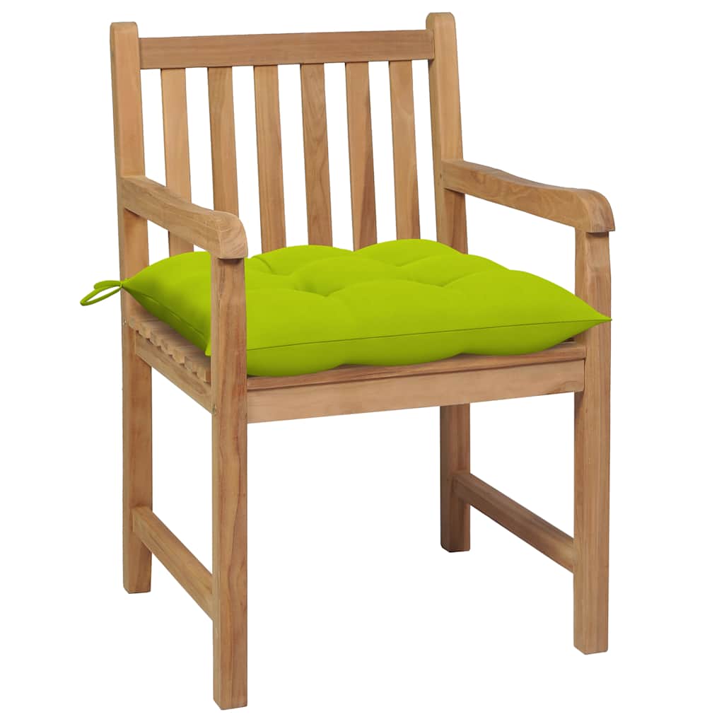 Vidaxl tuinstoelen 2 st met heldergroene kussens massief teakhout