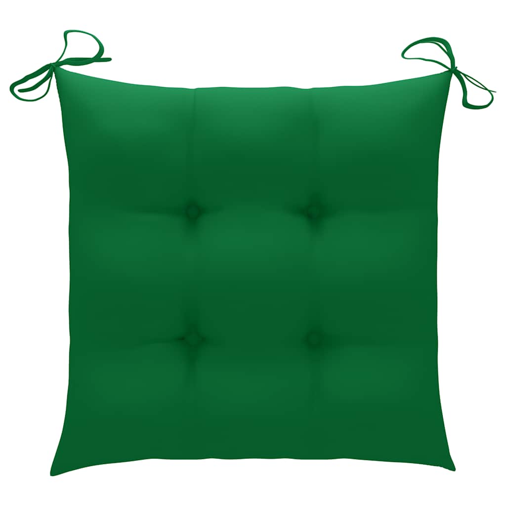 Vidaxl schommelstoel met groen kussen massief teakhout