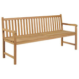 Vidaxl tuinbank met crèmekleurig kussen 175 cm massief teakhout