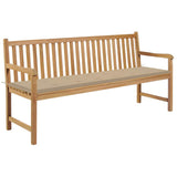 Vidaxl tuinbank met beige kussen 175 cm massief teakhout