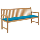 Vidaxl tuinbank met blauw kussen 175 cm massief teakhout