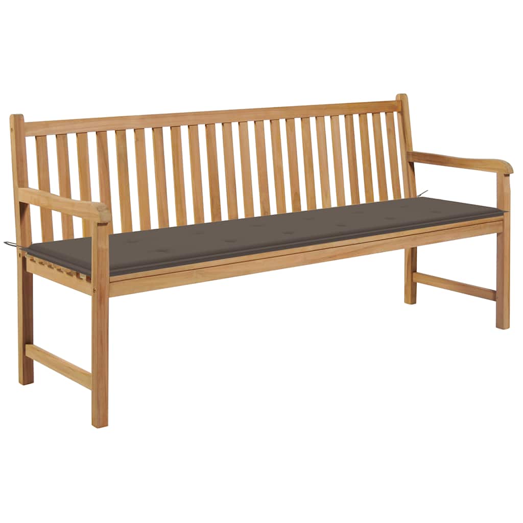 Vidaxl tuinbank met taupe kussen 175 cm massief teakhout