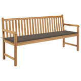 Vidaxl tuinbank met taupe kussen 175 cm massief teakhout