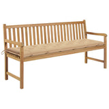 Vidaxl tuinbank met beige kussen 175 cm massief teakhout