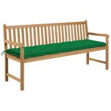 Vidaxl tuinbank met groen kussen 175 cm massief teakhout