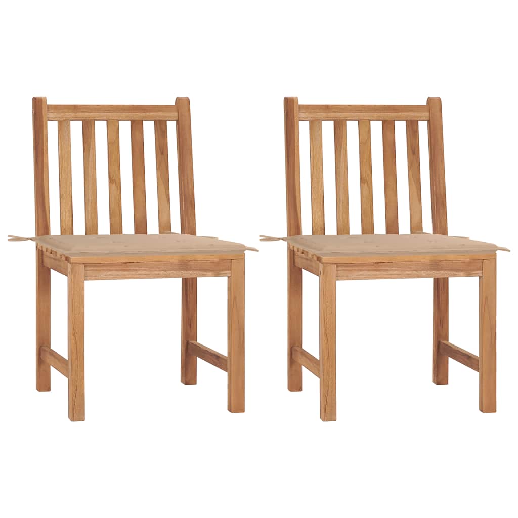 Vidaxl tuinstoelen 2 st met kussens massief teakhout