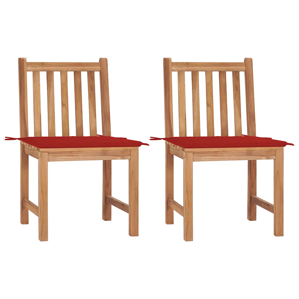Vidaxl tuinstoelen 2 st met kussens massief teakhout