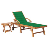 Vidaxl ligbed met tafel en kussen massief teakhout